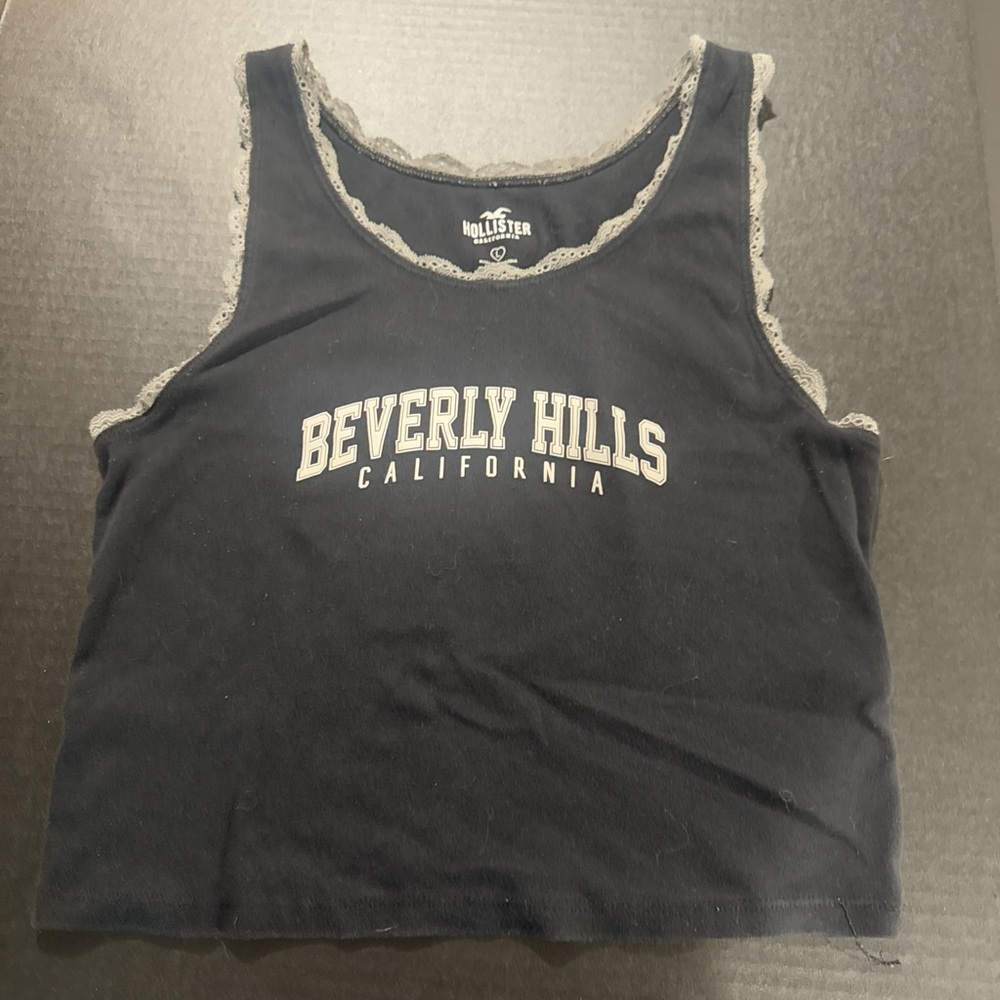 Hollister Black Lace-Trimmed Crop Tank Top